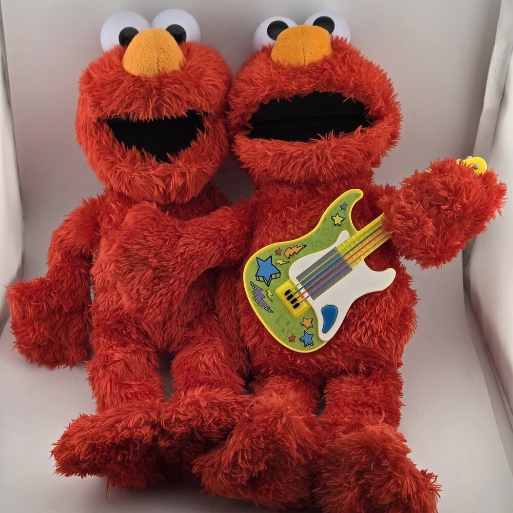Hasbro Elmo Plush Lot 2020 Rock Rhyme Guitar 2021 Tickliest Tickle Me 15" Works